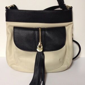 Steve Madden cross body bag cream and black tassel